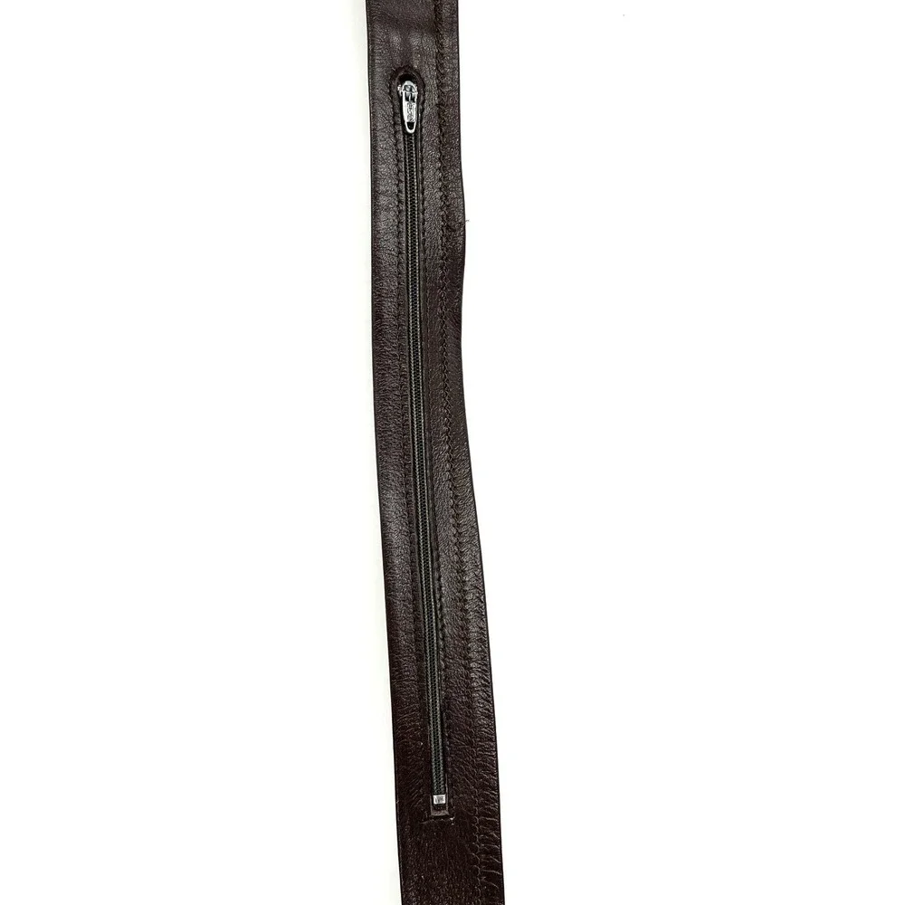 VINTAGE Steerhide leather zipper money belt 1925 brown travel pick‎ pocket 38 95